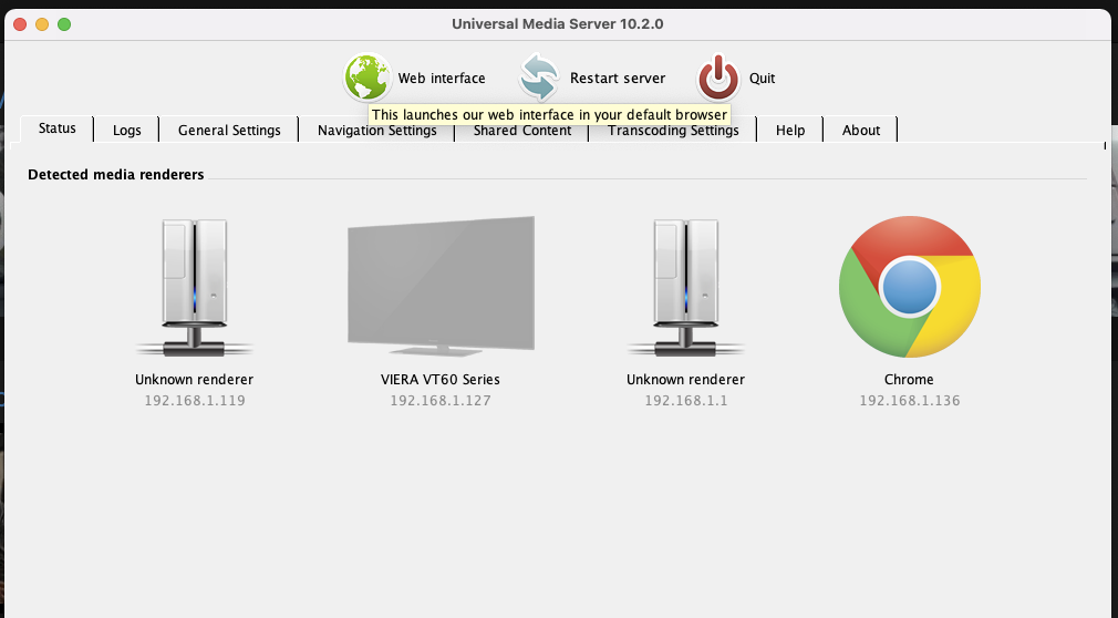 Ouvrir l'interface web