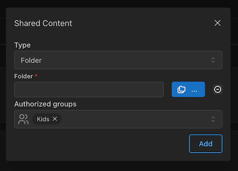 Пример групп общего доступа к контенту